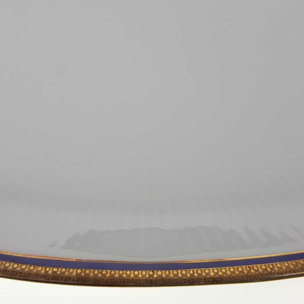 [458168450] Servierplatte Goldrand 31,5x21,2 cm Bareuther Waldsassen geriffelt Blauband Weiß gebraucht - gut Bild 6