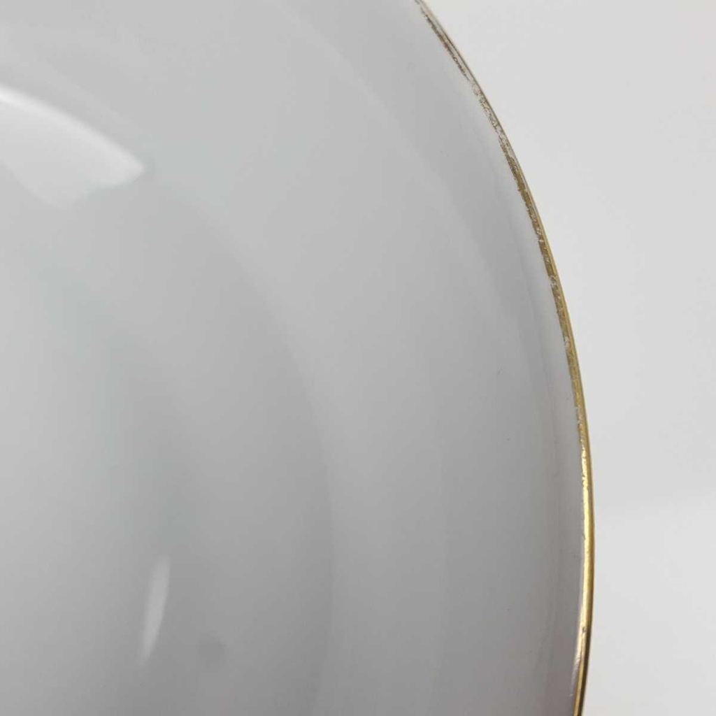 [458168451] Schüssel Goldrand 20 cm Bareuther Waldsassen geriffelt Blauband Weiß gebraucht - gut Bild 3