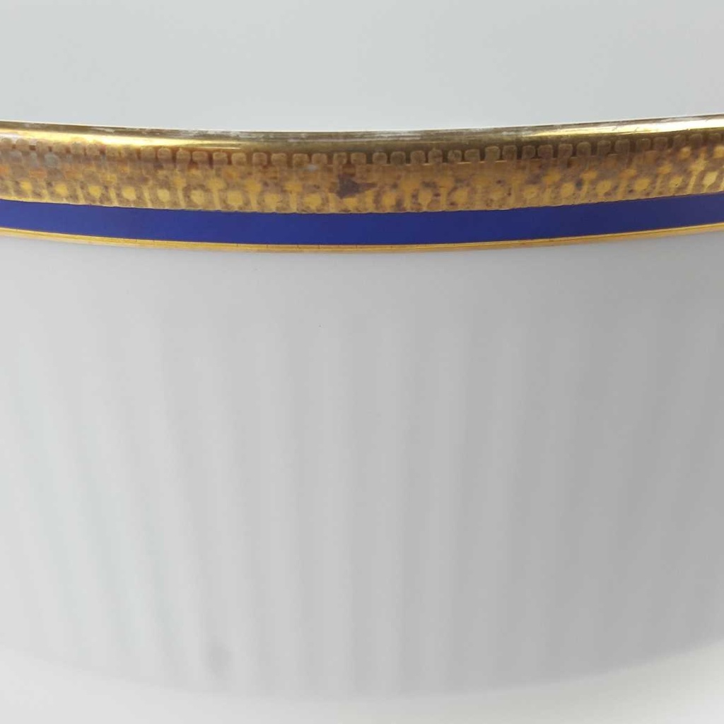 [458168452] Schüssel Goldrand 20,7 cm Bareuther Waldsassen geriffelt Blauband Weiß gebraucht - gut Bild 4