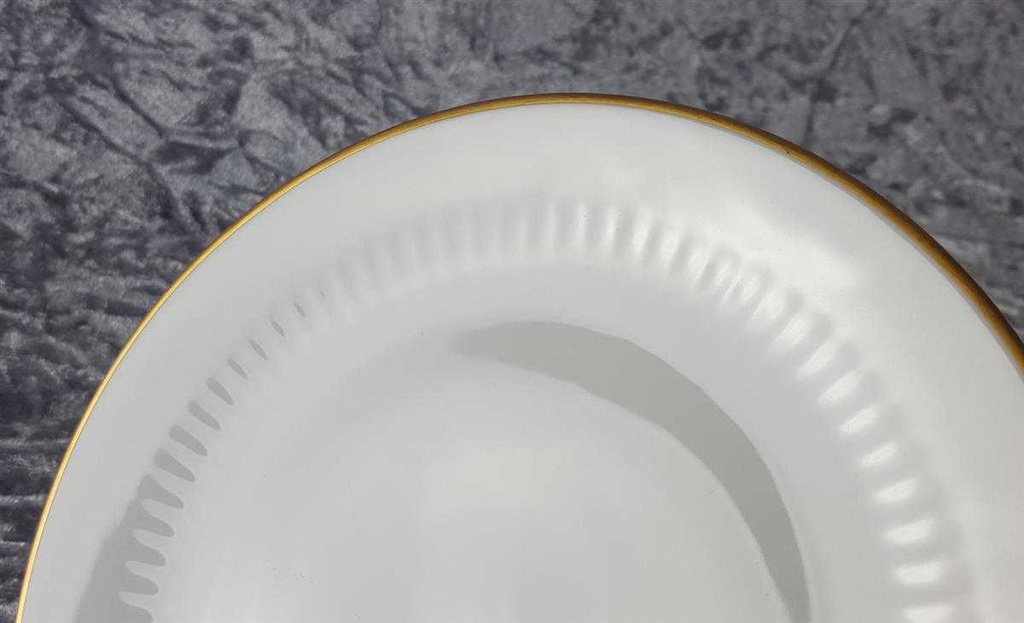 [45817523] Kuchenteller Dessertteller Goldrand 19,7 cm Zeh Scherzer Rillenrelief 1750 gebraucht - gut Bild 3
