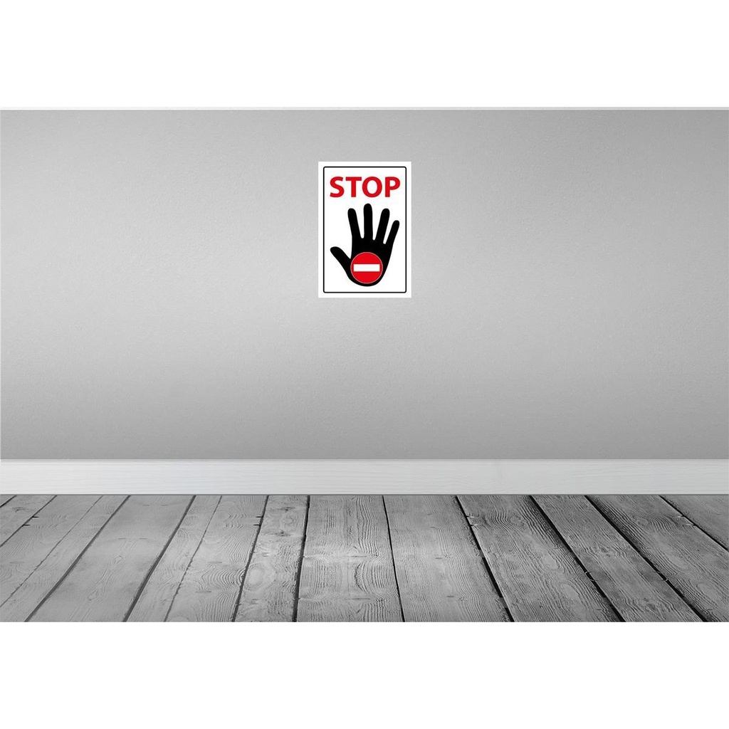 [LA-111734-2030] Blechschild 30x20 cm Stop Hand s/w/r Warnschild Hinweisschild Sicherheit Vorsicht Bild 2