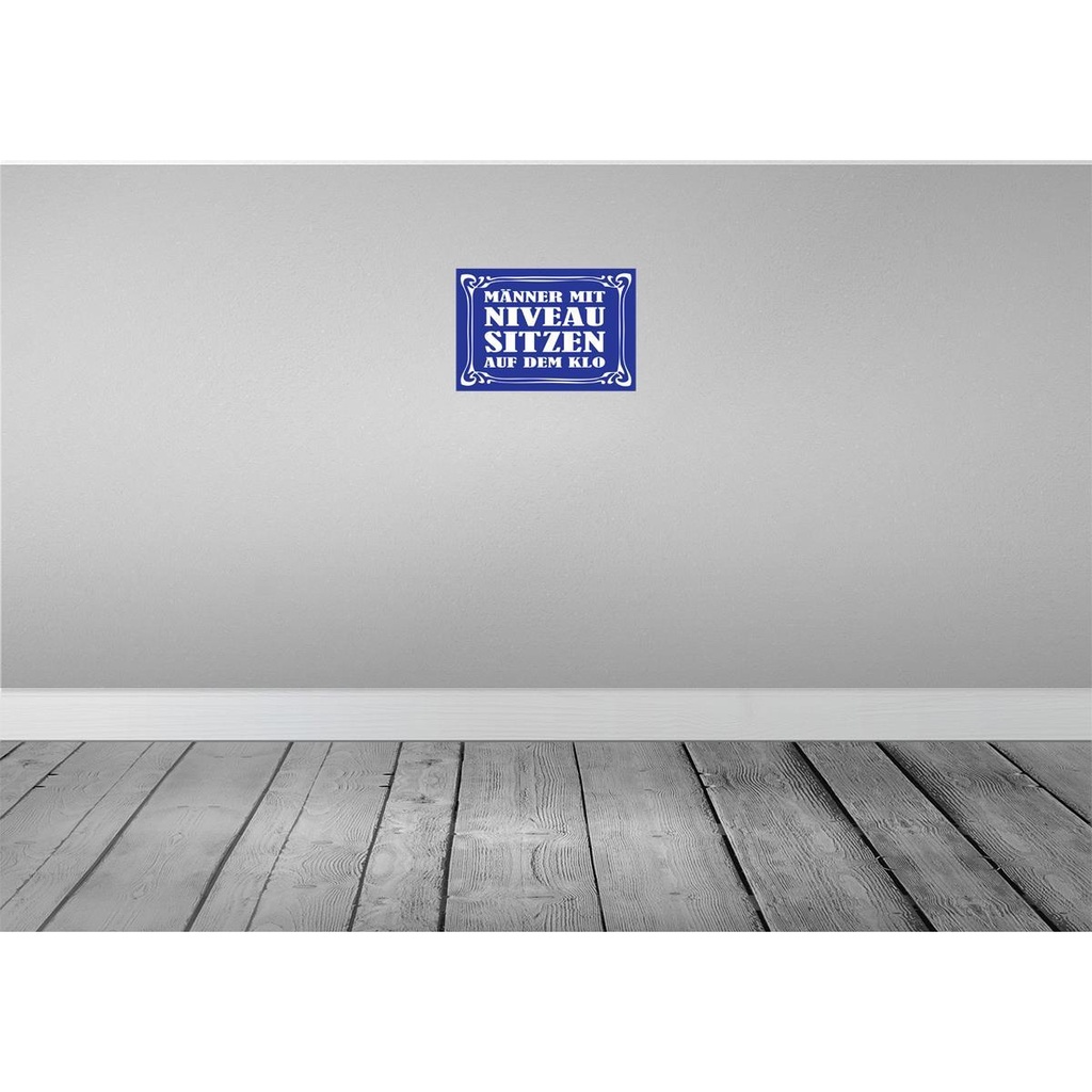 [LA-111756-H] Holzschild 20x30 cm Männer mit Niveau sitzen auf Klo Spruch Zitat Bild 2