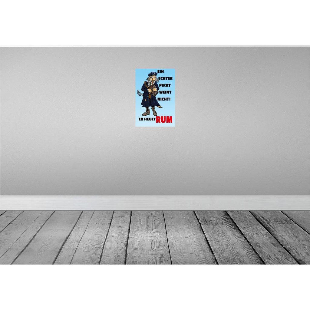 [LA-111850-H] Holzschild 30x20 cm Ein echter Pirat weint nicht Dekoration Bild 2