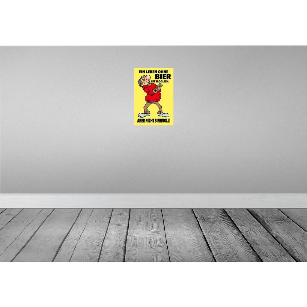 [LA-111851-H] Holzschild 30x20 cm Alkohol Leben ohne Bier ist möglich aber Bild 2