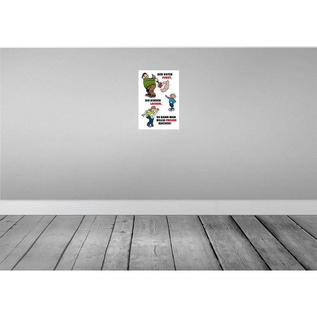 [LA-111860-H] Holzschild 30x20 cm Vater furzt Kinder lachen Familie Freunde Bild 2