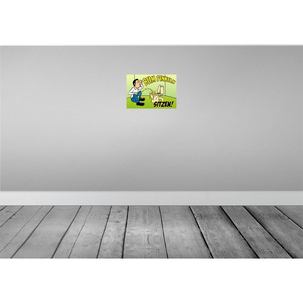 [LA-111862-H] Holzschild 20x30 cm Beim Pinkeln sitzen grünes Warnschild Hinweisschild Bild 2