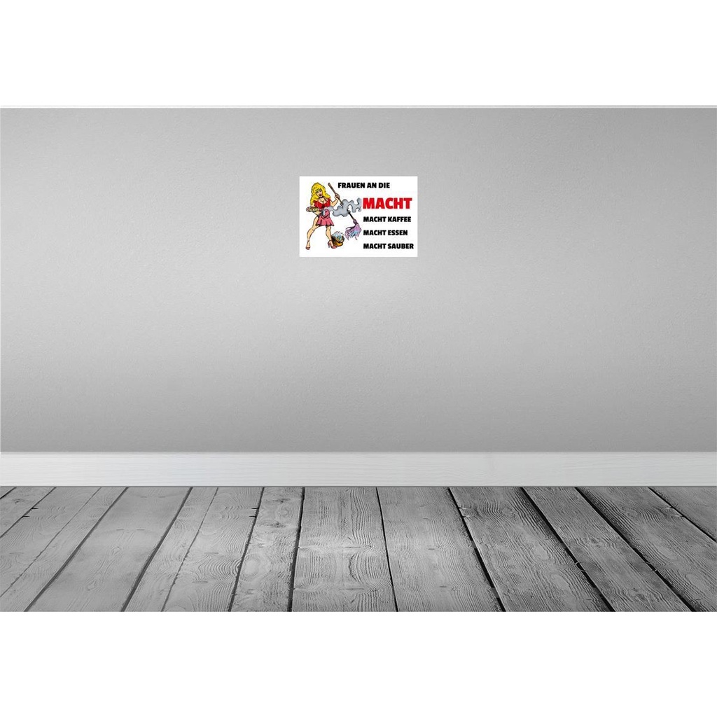 [LA-111865-H] Holzschild 20x30 cm Frauen an die Macht. Macht Kaffee Spruch Zitat Bild 2