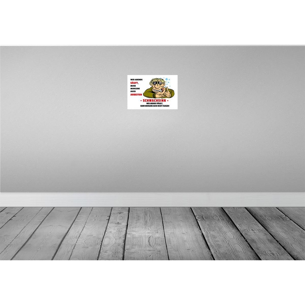 [LA-111869-H] Holzschild 20x30 cm Alkohol Wer abends säuft muss Morgens Bild 2