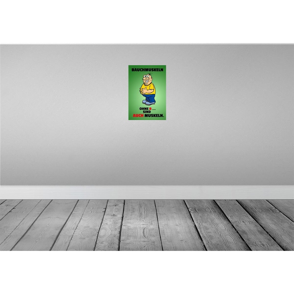 [LA-111872-2030] Blechschild 30x20 cm Bauchmuskeln ohne B sind auch Muskeln Spruch Zitat Bild 2