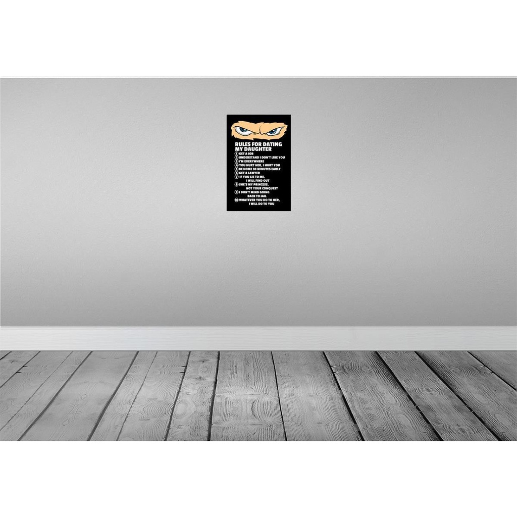 [LA-111891-H] Holzschild 30x20 cm Rules for dating my daughter Ninja Spruch Zitat Bild 2