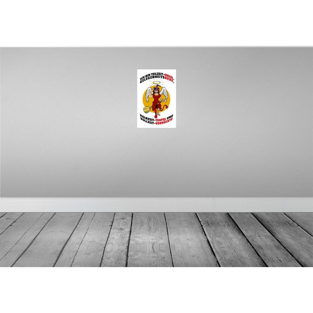 [LA-111915-H] Holzschild 30x20 cm Teilzeit Engel Halbzeit Teufel Dekoration Bild 2