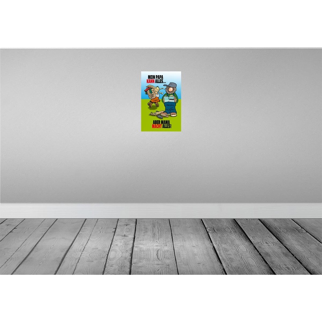 [LA-111936-H] Holzschild 30x20 cm Papa kann alles aber Mama macht Familie Freunde Bild 2