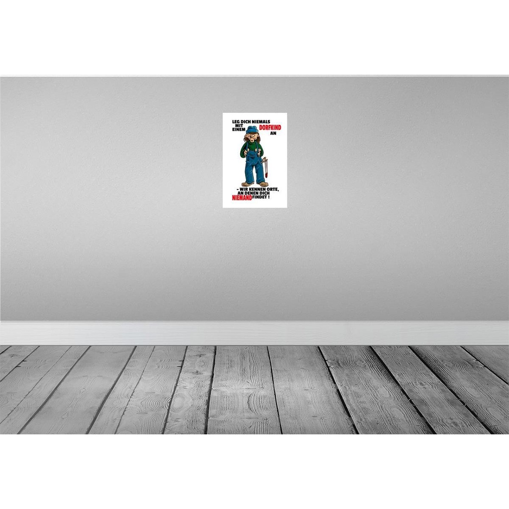 [LA-111937-2030] Blechschild 30x20 cm Leg dich nicht mit einem Dorfkind an Spruch Zitat Bild 2