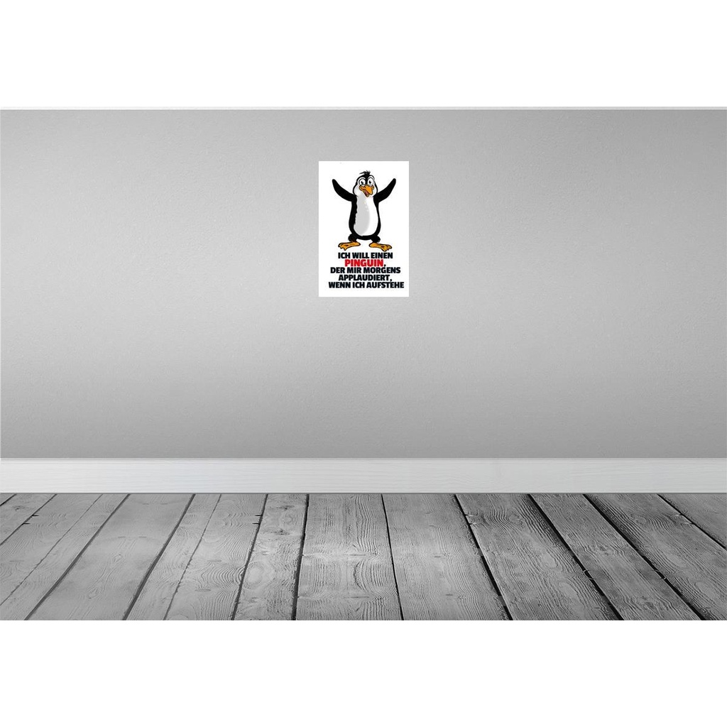 [LA-111939-H] Holzschild 30x20 cm will Penguin der mir applaudiert Spruch Zitat Bild 2
