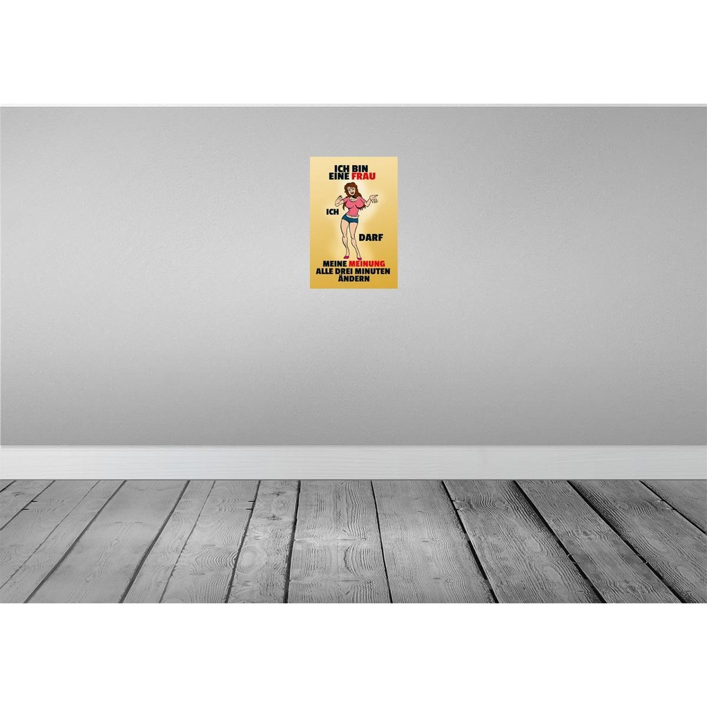 [LA-111967-H] Holzschild 30x20 cm Frau darf Meinung alle 3 Min. ändern Spruch Zitat Bild 2