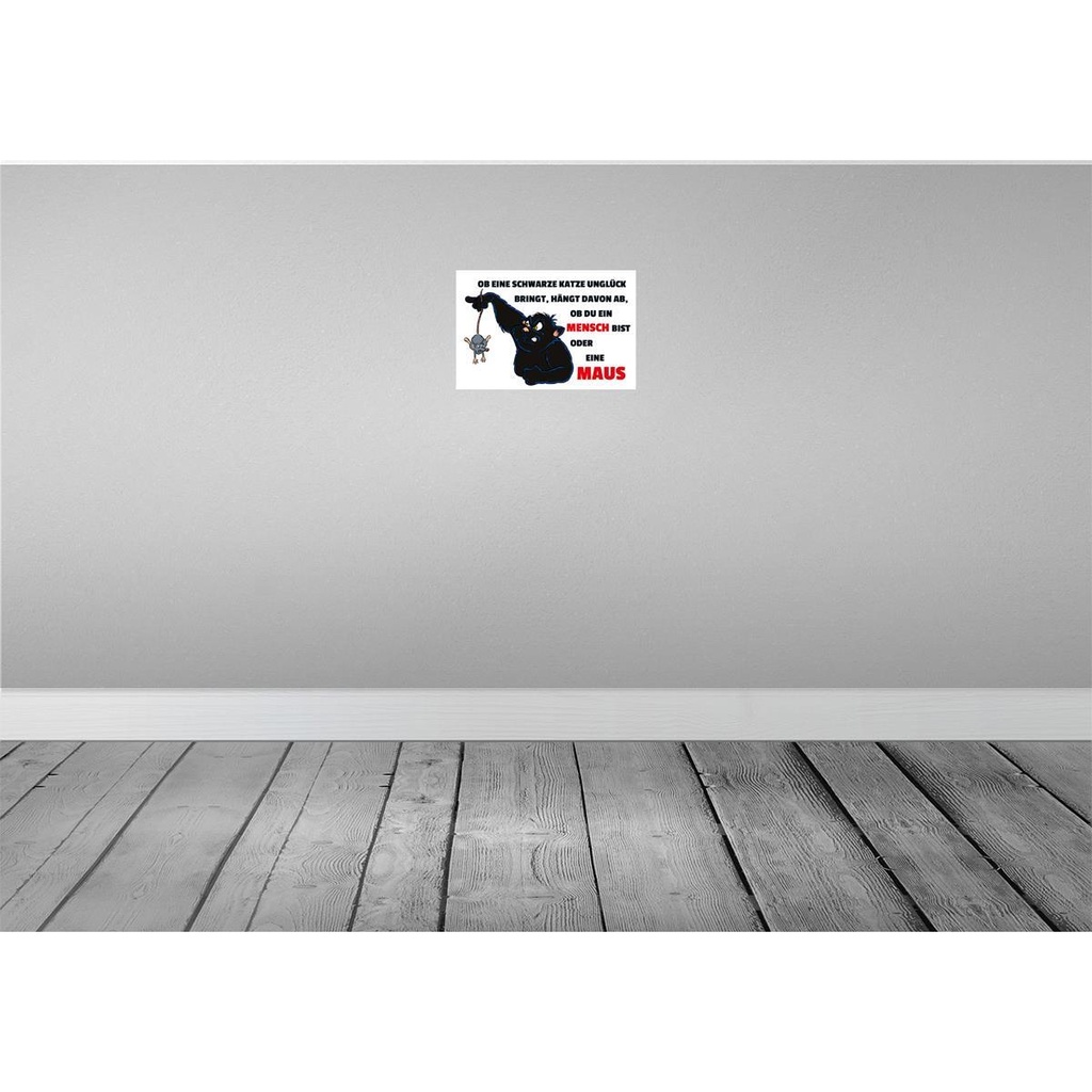 [LA-111987-H] Holzschild 20x30 cm Ob schwarze Katze Unglück bringt Tier Haustier Bild 2