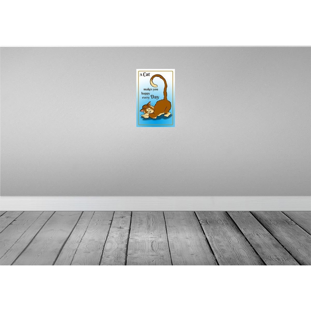 [LA-111988-H] Holzschild 30x20 cm A cat makes you happy every day Bild 2