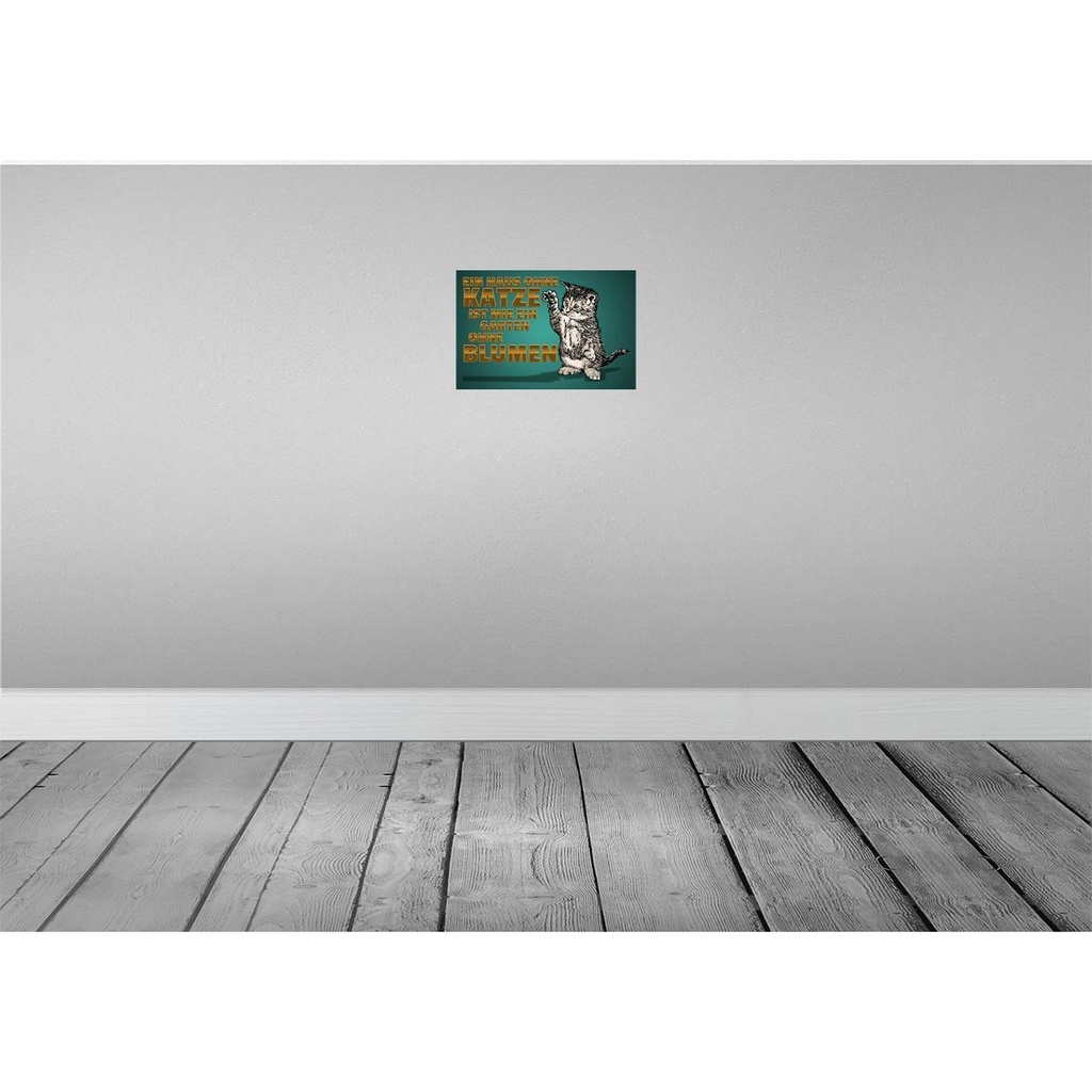[LA-111991-2030] Blechschild 20x30 cm Haus ohne Katze Garten Blumen Spruch Zitat Bild 2