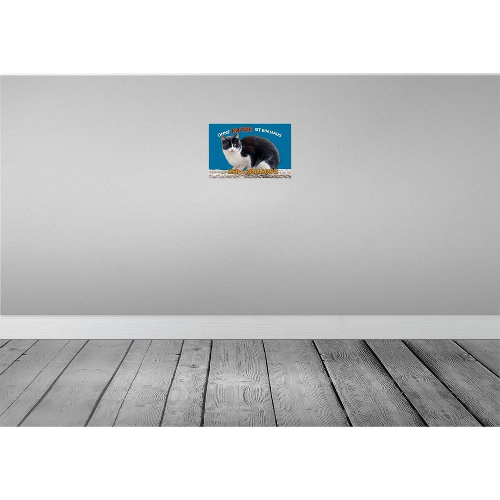 [LA-112002-H] Holzschild 20x30 cm Ohne Katze kein Zuhause Tier Haustier Bild 2