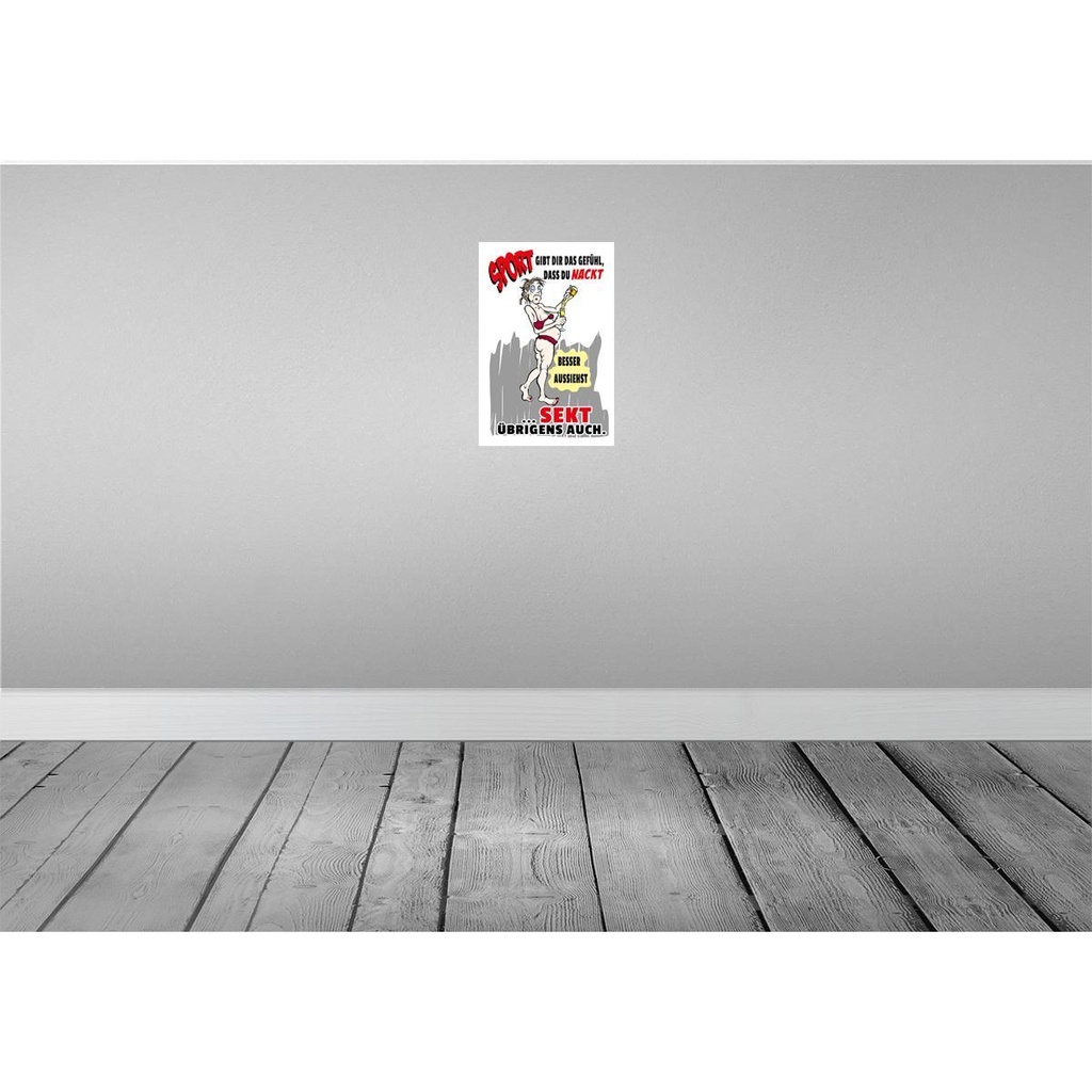 [LA-112026-2030] Blechschild 30x20 cm Alkohol Sport, Sekt nackt besser aussehen Spruch Zitat Bild 2