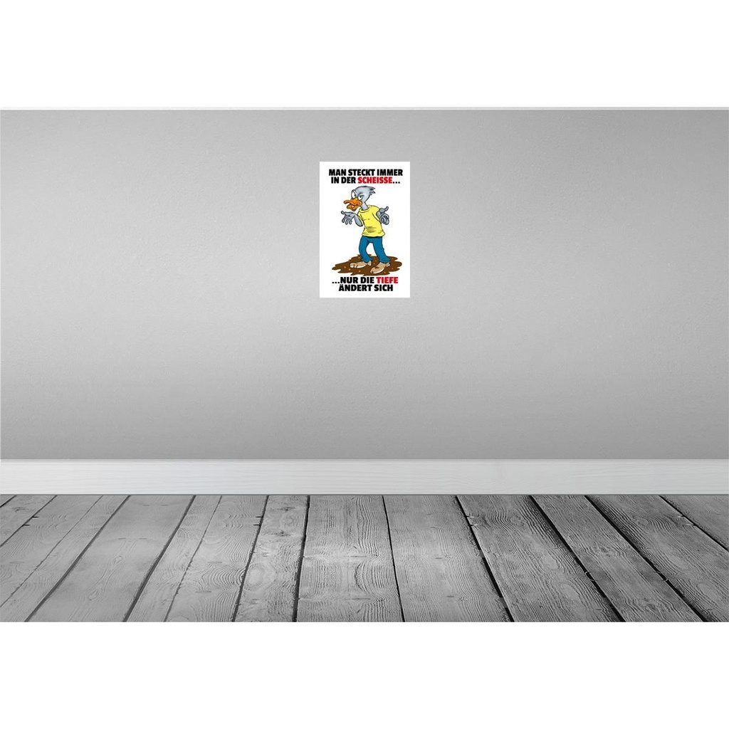 [LA-112039-H] Holzschild 30x20 cm Man steckt immer in der Scheiße Spruch Zitat Bild 2