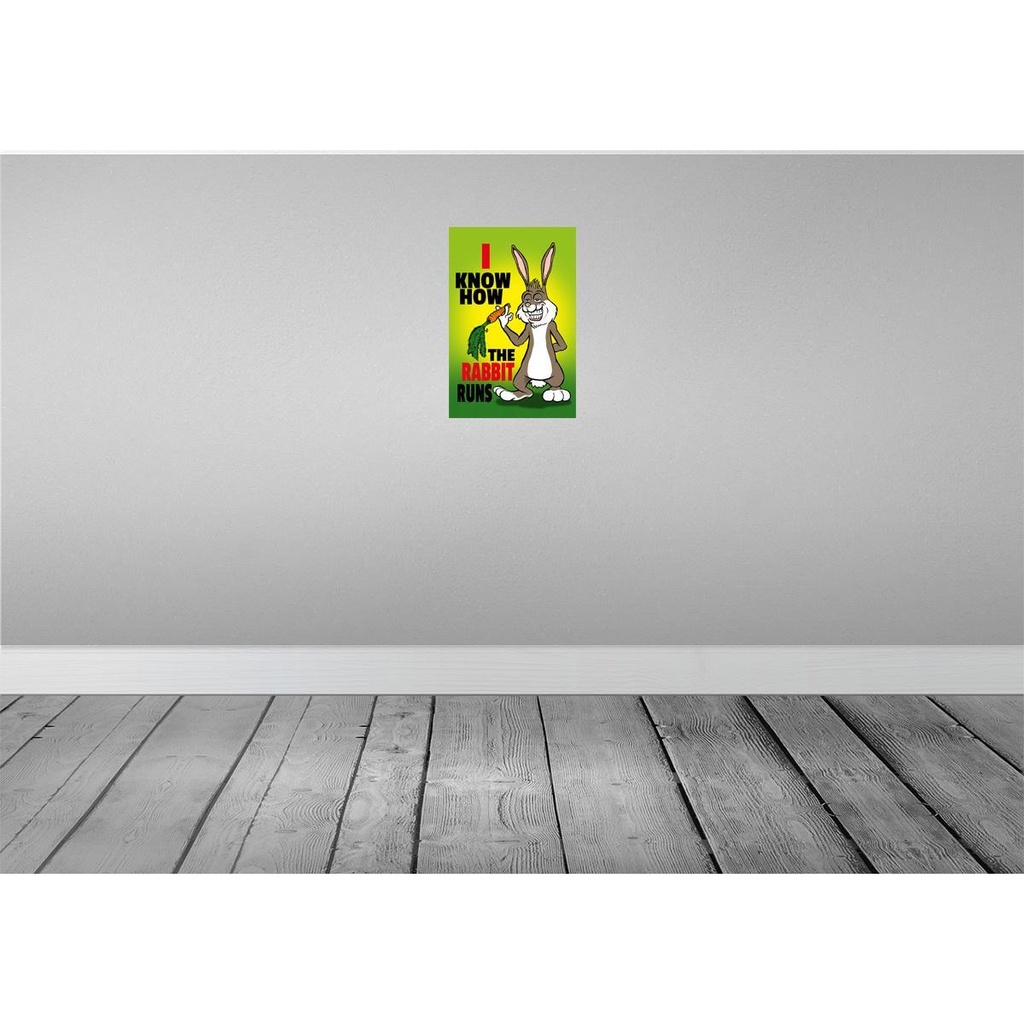 [LA-112069-H] Holzschild 30x20 cm I know how the rabbit runs Hase Dedko Spruch Zitat Bild 2