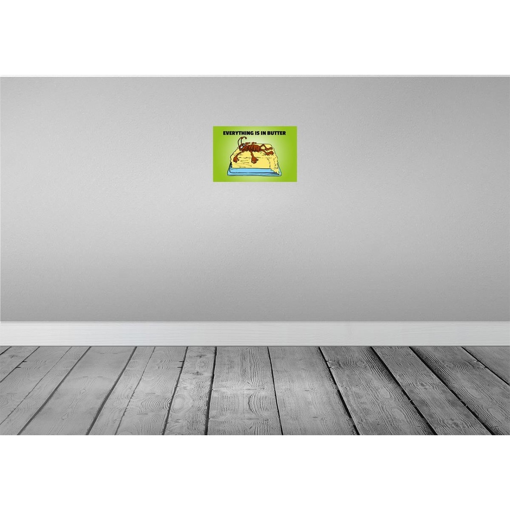 [LA-112072-H] Holzschild 20x30 cm Everything in butter Kakerlake Dekoration Bild 2