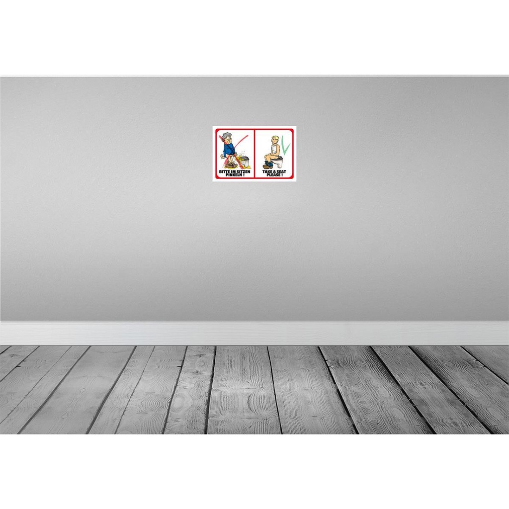 [LA-112075-2030] Blechschild 20x30 cm Bitte im Sitzen pinkeln Warnschild Hinweisschild Sicherheit Vorsicht Bild 2