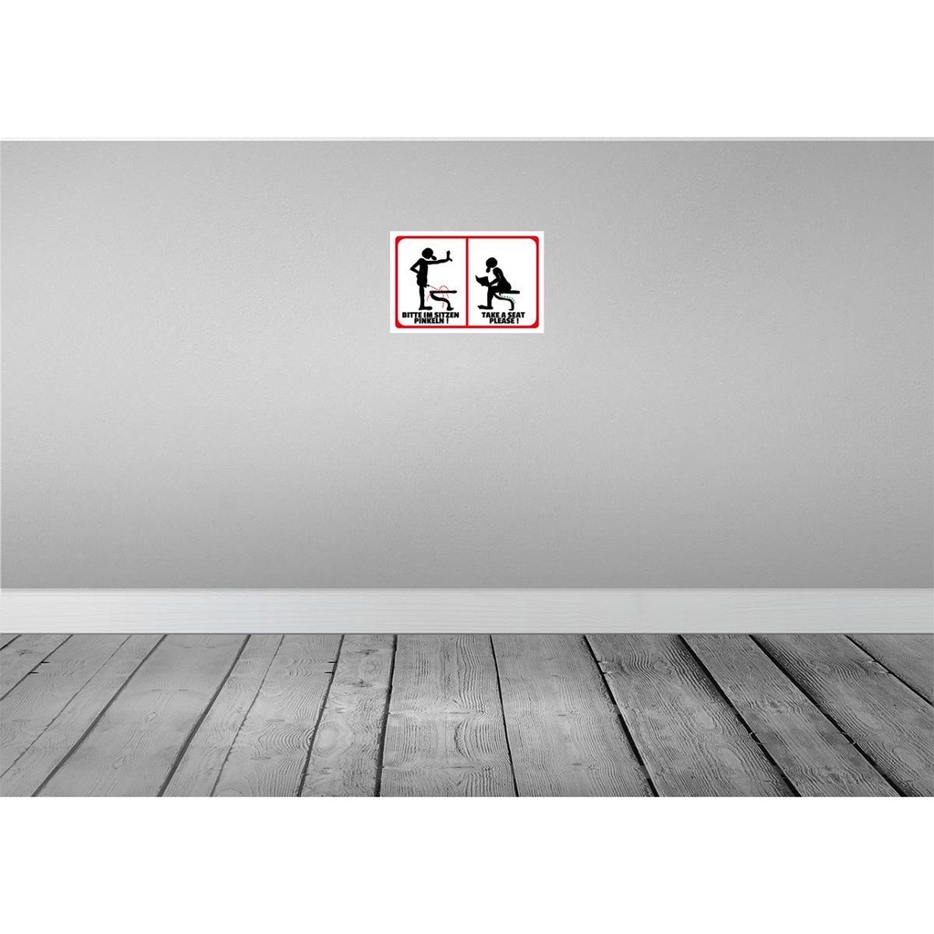 [LA-112076-2030] Blechschild 20x30 cm Bitte im Sitzen pinkeln s/w Warnschild Hinweisschild Sicherheit Vorsicht Bild 2