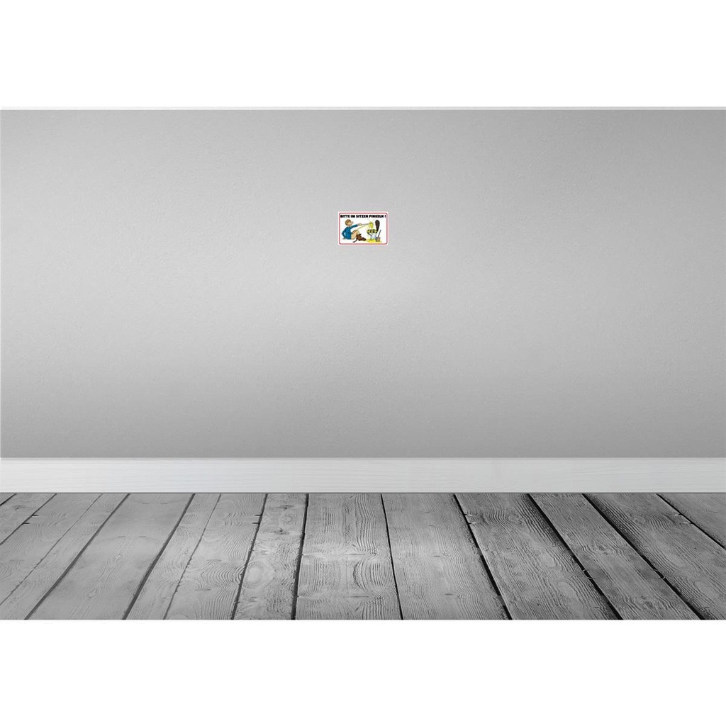 [LA-112081-1812-H] Holzschild 12x18 cm Bitte Sitzen pinkeln Mann auf Boden Bild 2