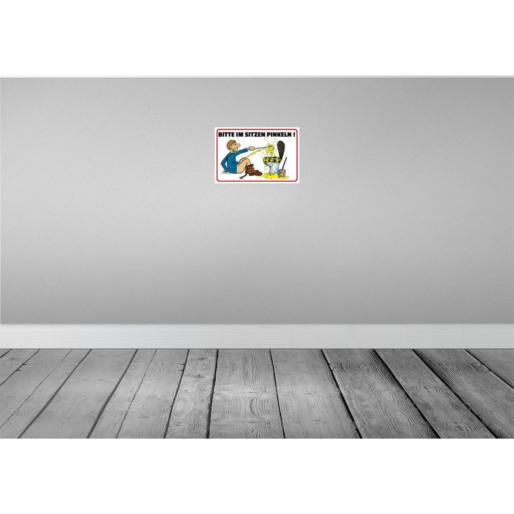 [LA-112081-2030] Blechschild 20x30 cm Bitte Sitzen pinkeln Mann auf Boden Spruch Zitat Bild 2