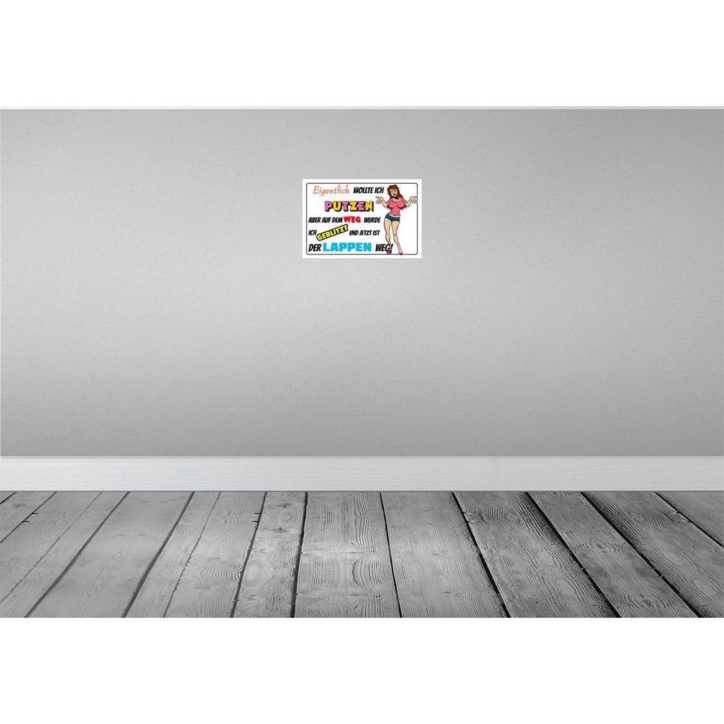 [LA-112084-2030] Blechschild 20x30 cm eigentlich wollte ich putzen Dekoration Spruch Zitat Bild 2