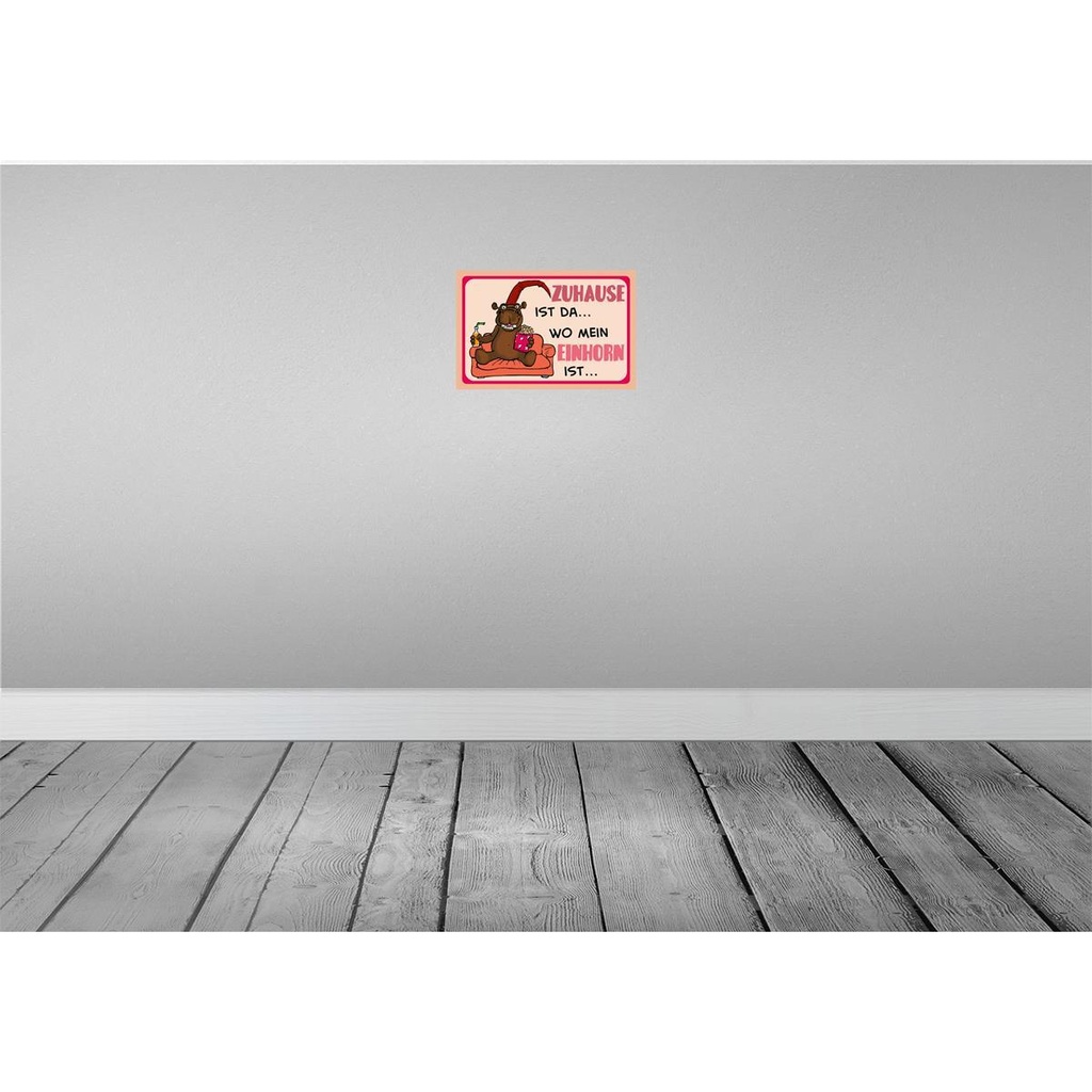 [LA-112088-H] Holzschild 20x30 cm Zuhause ist da wo mein EinhornShild Spruch Zitat Bild 2