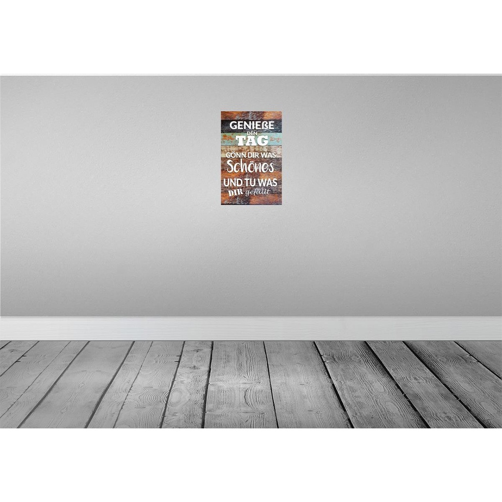 [LA-112095-2030] Blechschild 30x20 cm Genieße den Tag gönn dir was Dekoration Spruch Zitat Bild 2