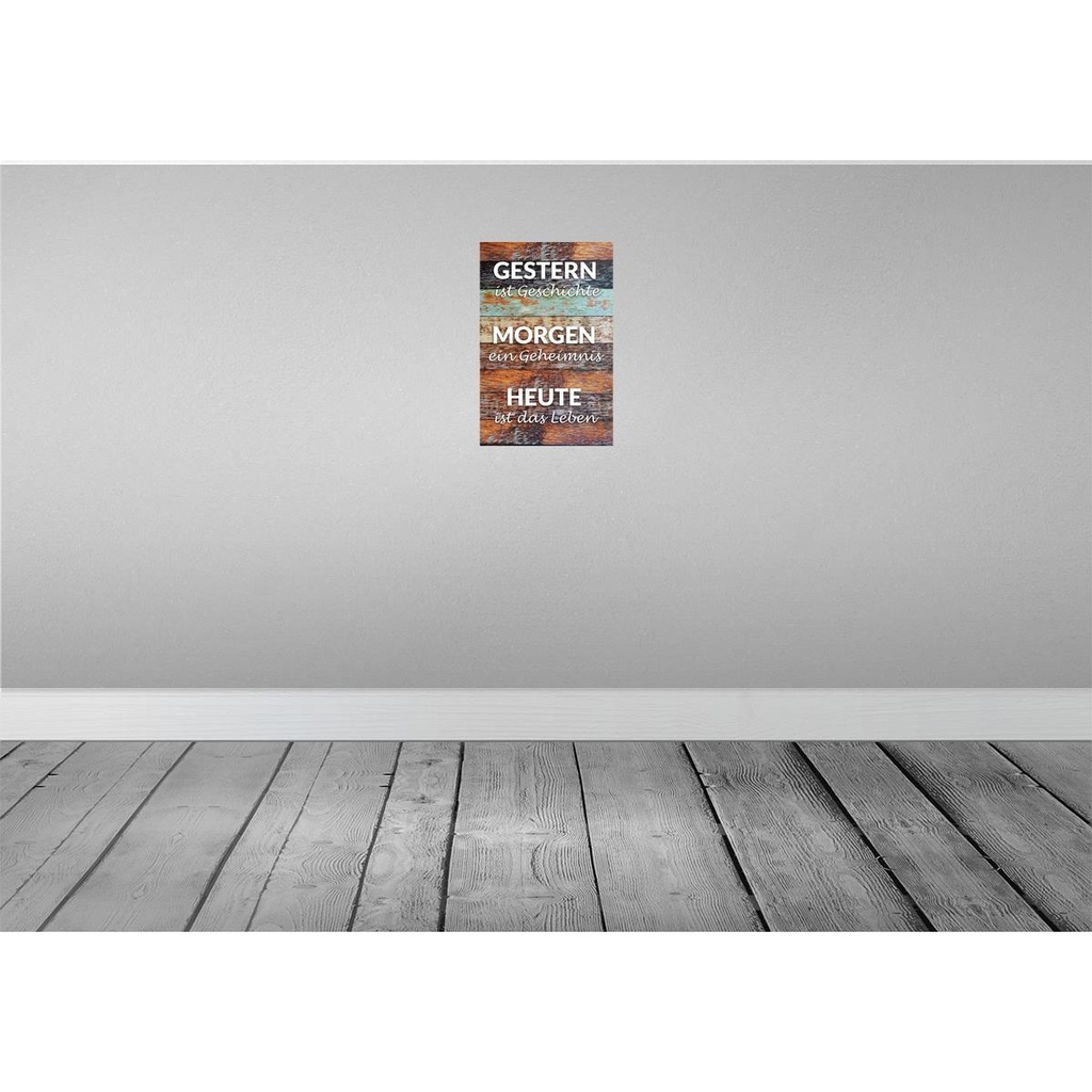 [LA-112096-H] Holzschild 30x20 cm Gestern Geschichte Morgen Heute Spruch Zitat Bild 2