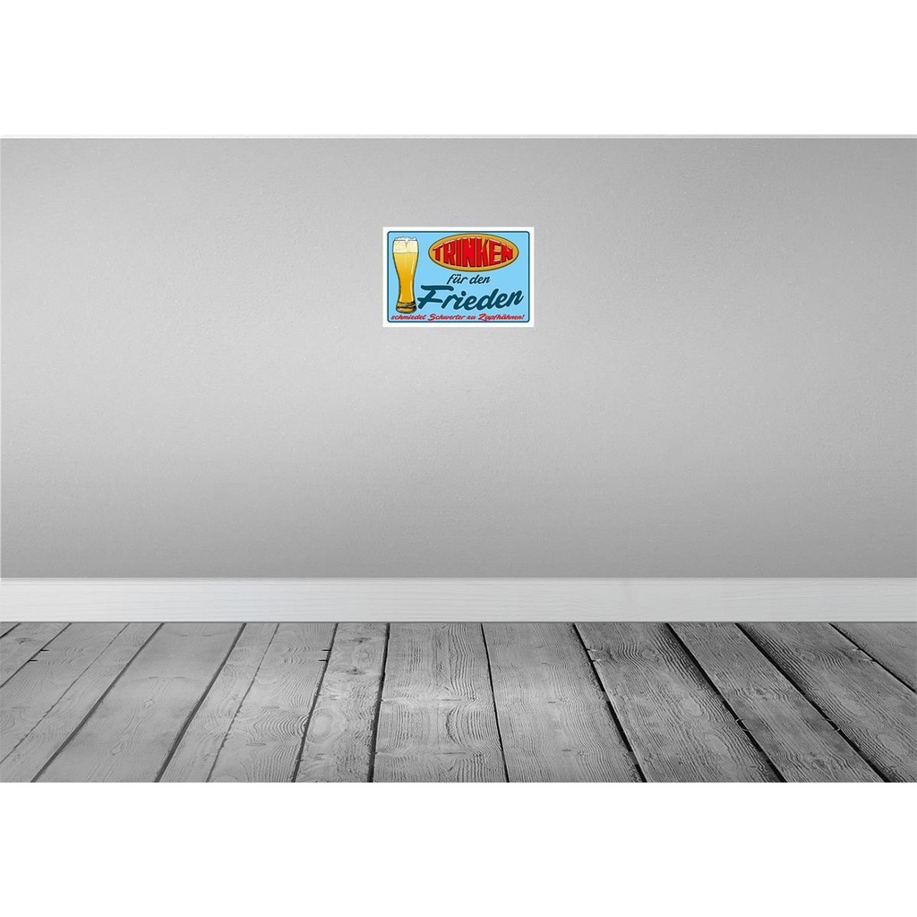 [LA-112111-2030] Blechschild 20x30 cm Alkohol Trinken für den Frieden Bier Spruch Zitat Bild 2