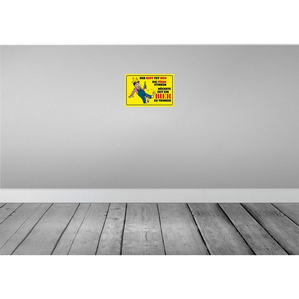 [LA-112113-H] Holzschild 20x30 cm Bier Kopf tut weh Füße stinken Bild 2