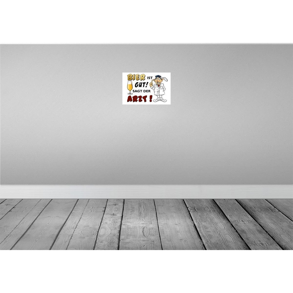 [LA-112119-H] Holzschild 20x30 cm Alkohol Bier ist gut sagt der Arzt Bild 2