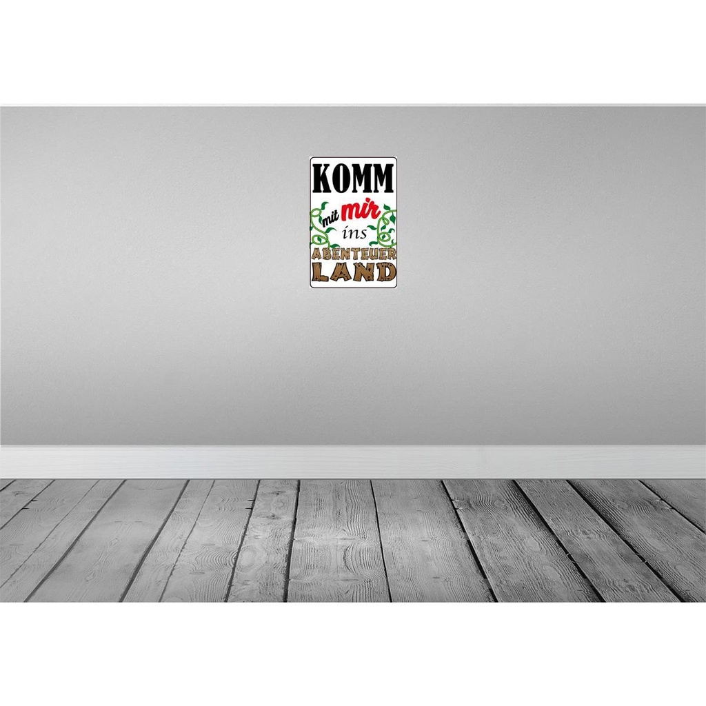 [LA-112129-H] Holzschild 30x20 cm Komm mit mir ins Abenteuerland Abenteuer Reisen Bild 2