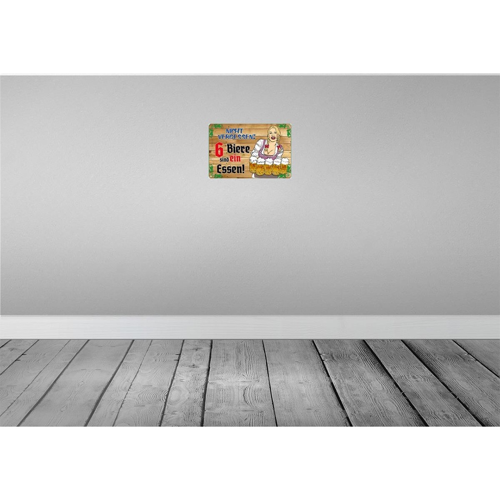 [LA-112130-2030] Blechschild 20x30 cm Alkohol 6 Biere sind ein Essen Spruch Zitat Bild 2