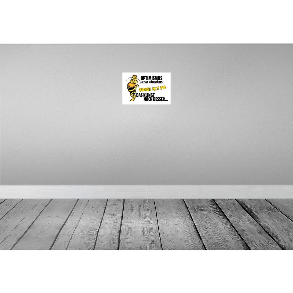 [LA-112145-2030] Blechschild 20x30 cm Optimismus rückwärts Sumsi Po Dekoration Spruch Zitat Bild 2
