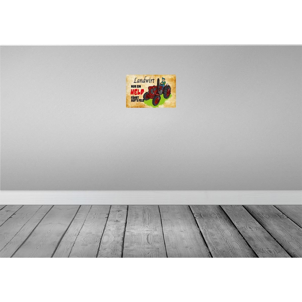 [LA-112168-2030] Blechschild 20x30 cm Landwirt nur ein Held fährt Dekoration Spruch Zitat Bild 2