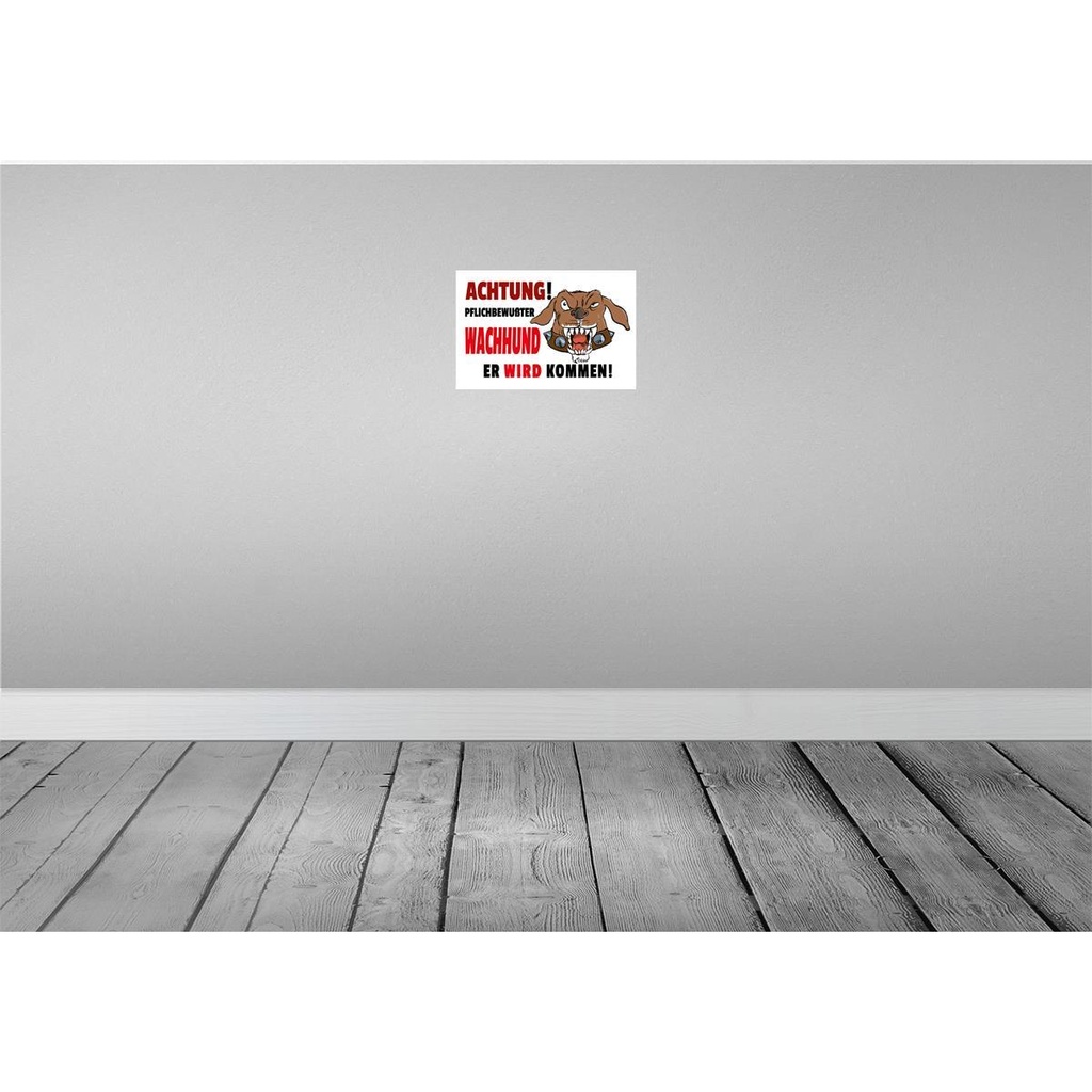 [LA-112181-H] Holzschild 20x30 cm Achtung pflichtbewußter Hund Warnschild Hinweisschild Bild 2