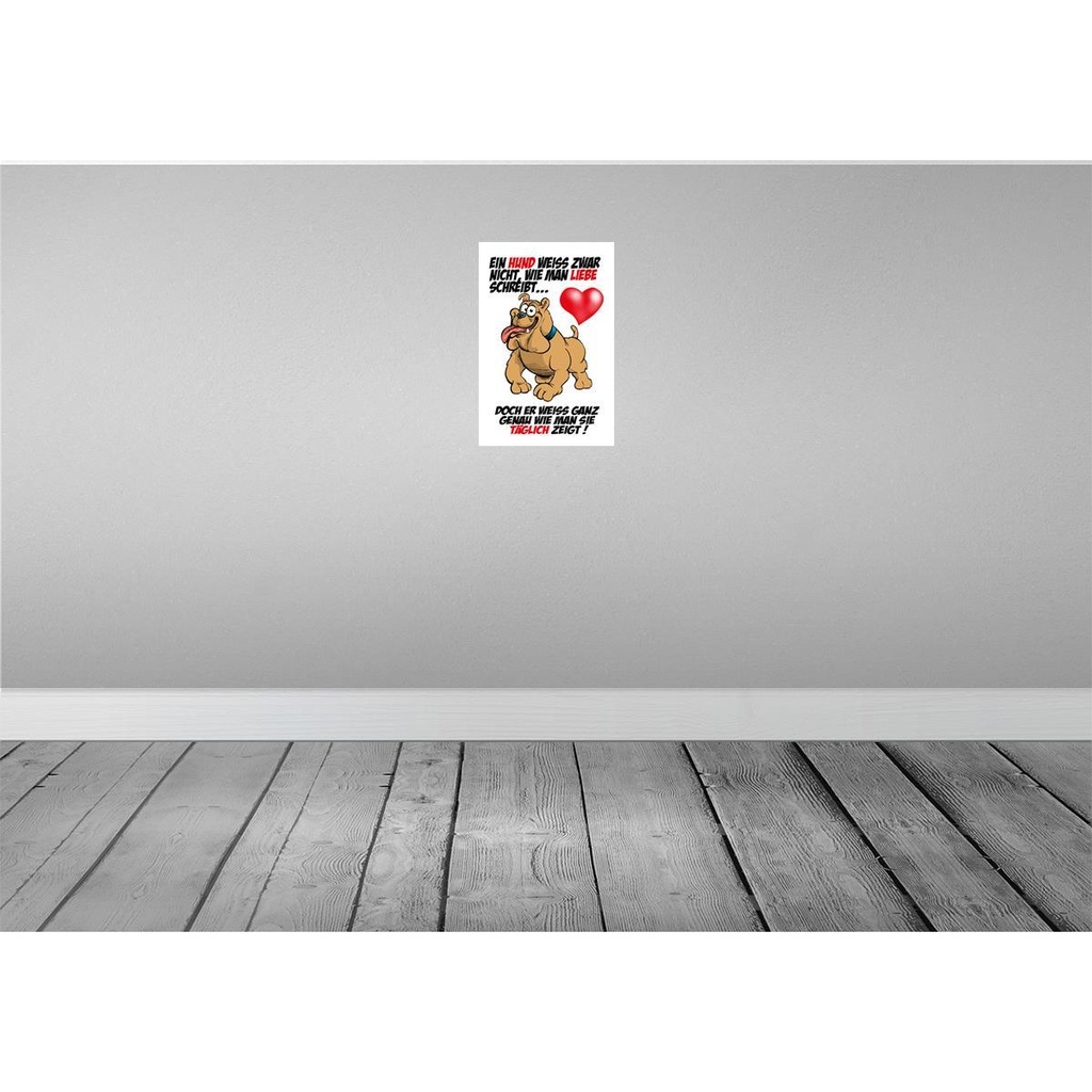 [LA-112186-H] Holzschild 30x20 cm Hund weiß nicht Liebe zu zeigen Tier Haustier Bild 2
