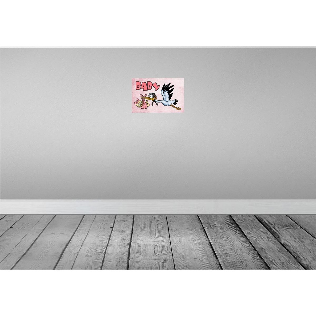 [LA-112198-2030] Blechschild 20x30 cm Baby Storch Kinder Teens Spruch Zitat bringt Kind rosa Witz Humor Lustig Spaß Kids Bild 2