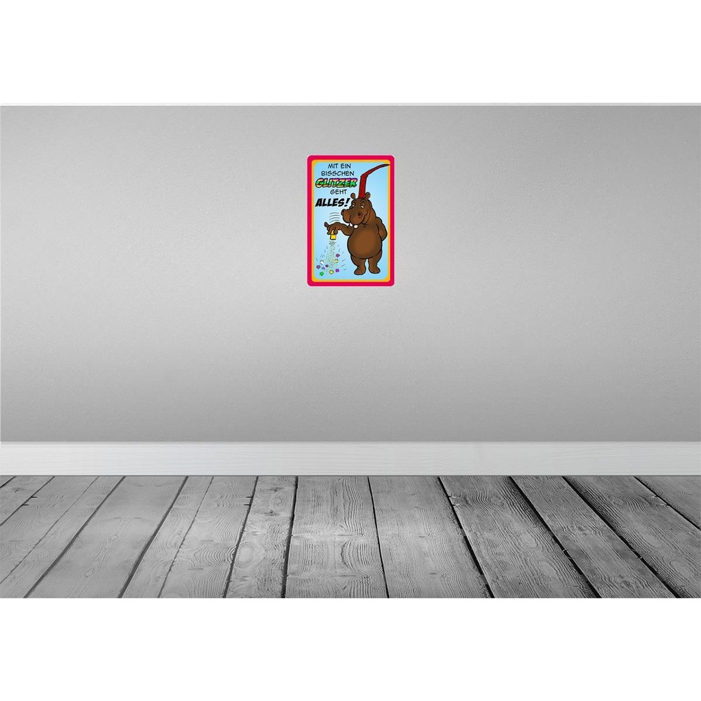 [LA-112206-2030] Blechschild 30x20 cm mit bisschen Glitzer geht Alles Spruch Zitat Bild 2