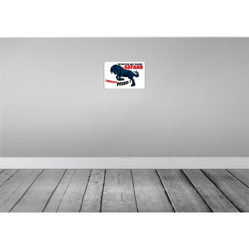 [LA-112218-2030] Blechschild 20x30 cm launisches Pferd Gefahr Tier Haustier Bild 2