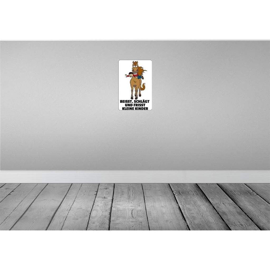 [LA-112220-2030] Blechschild 30x20 cm Pferd beisst frisst Kinder Tier Haustier Bild 2