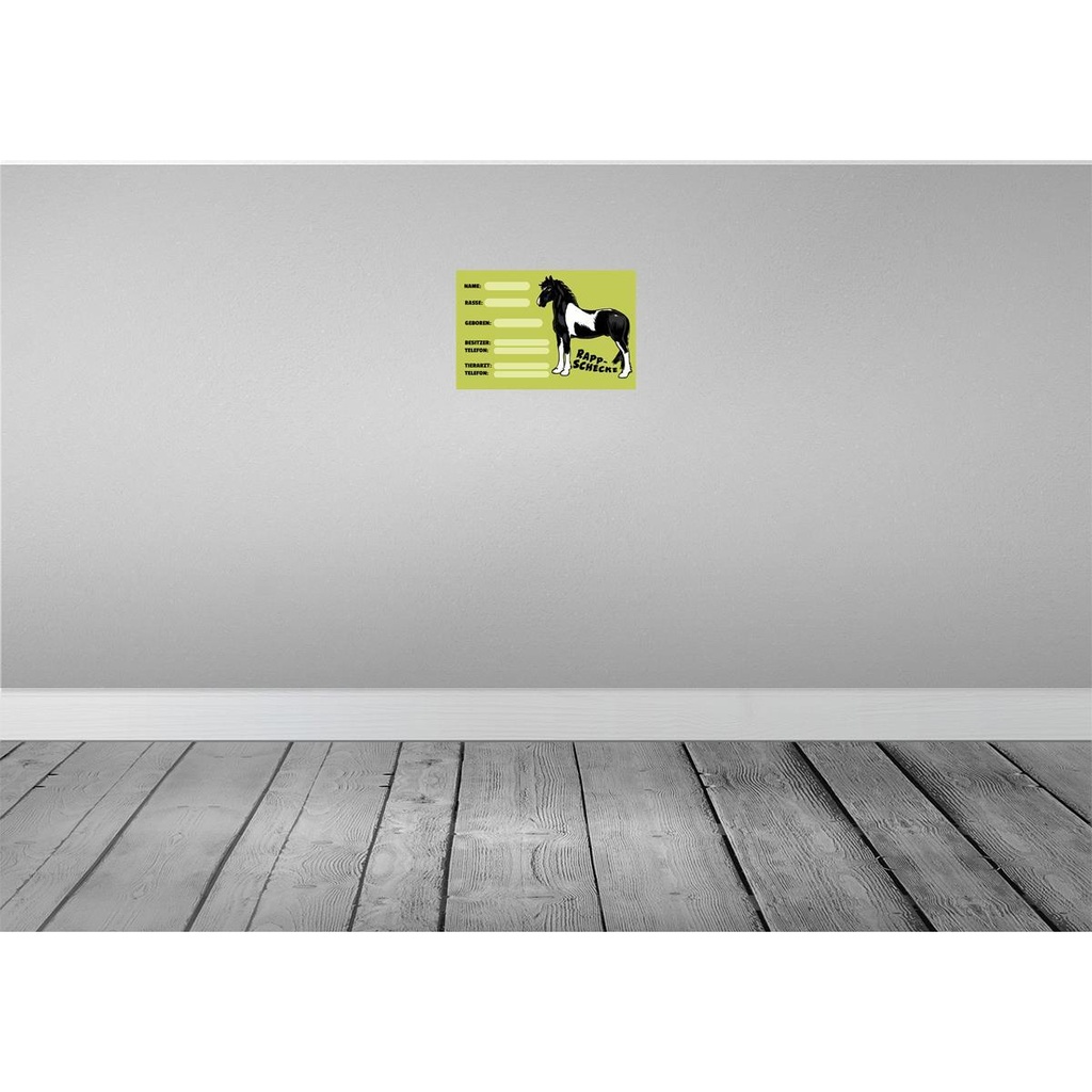 [LA-112224-H] Holzschild 20x30 cm Pferd Rappschecke Name Besitzer Rasse Tier Haustier Bild 2