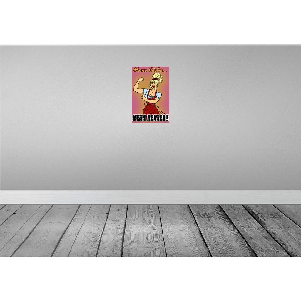 [LA-112231-H] Holzschild 30x20 cm Pinup Meine Küche mein Revier Spruch Zitat Bild 2